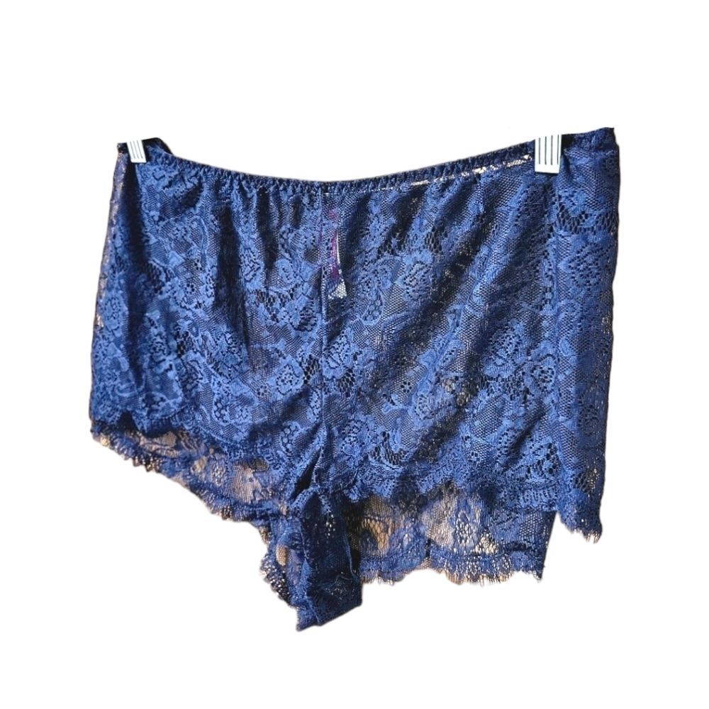 Adore Me 2X Medieval Blue Lace Satin Cami Shorts Lingerie Set - Picture 6 of 16